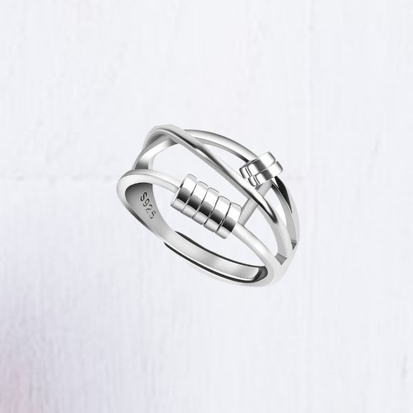 CaraGail'sCloset Jewelry - 925 Sterling Silver Ring Adjustable Spinner Anxiety Fidget Ring Women's Jewelry